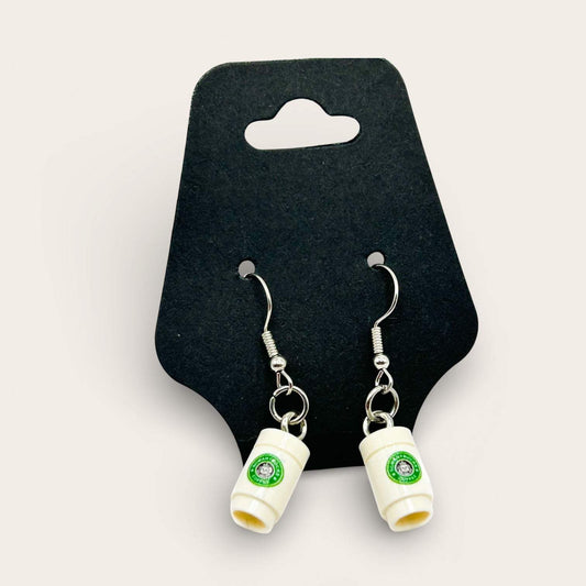 Somanybucks Coffee Cup Earrings | Authentic New LEGO Parts | Novelty Jewelry | B3 Customs