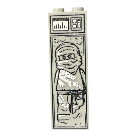 White Ninja In Carbonite | 1x2x5 Brick | Custom Printed LEGO Part | B3 Customs