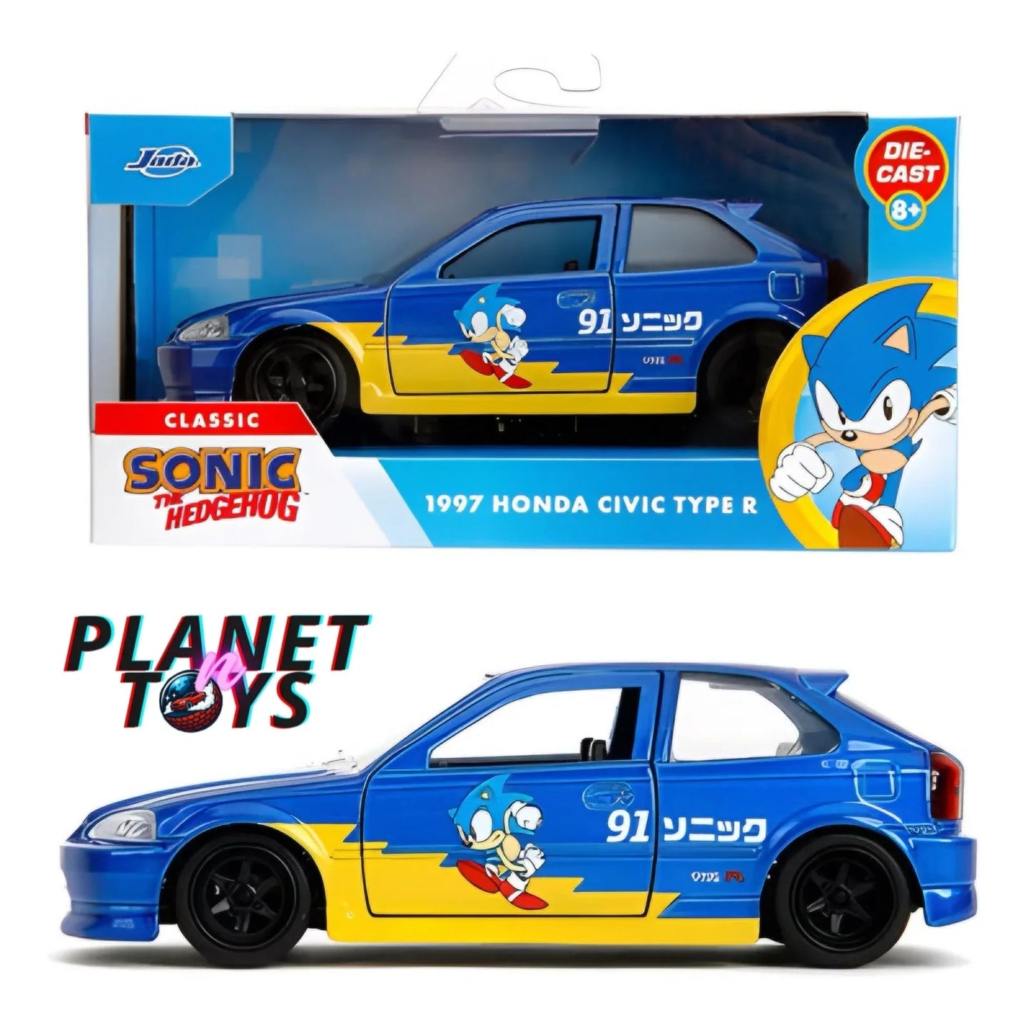 Authentic Diecast Car Sonic Hedgehog Honda Civic Type R