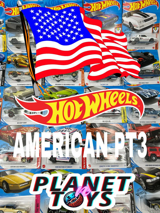 Hot Wheels American Power (V3)1:64 Diecast Assorted (Ford, Chevy, Dodge, Mustang, Corvette, GMC, Jeep, Merc, Camaro) - ToylandEU