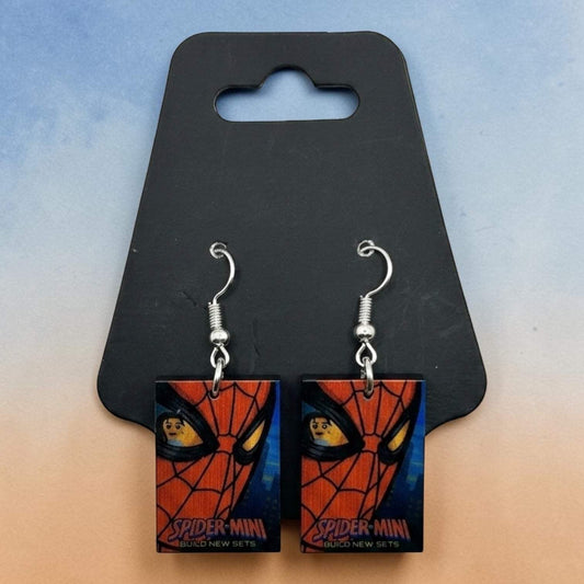 Spidey Earrings | Lego Tile Pattern | Handcrafted Dangle Style | Daily Wear