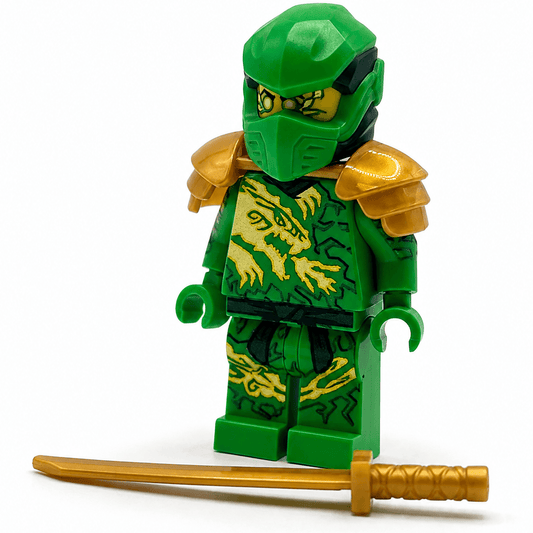 Ninja Action Figure | Green Dragon Fusion | Custom Gold Armor | Collectors