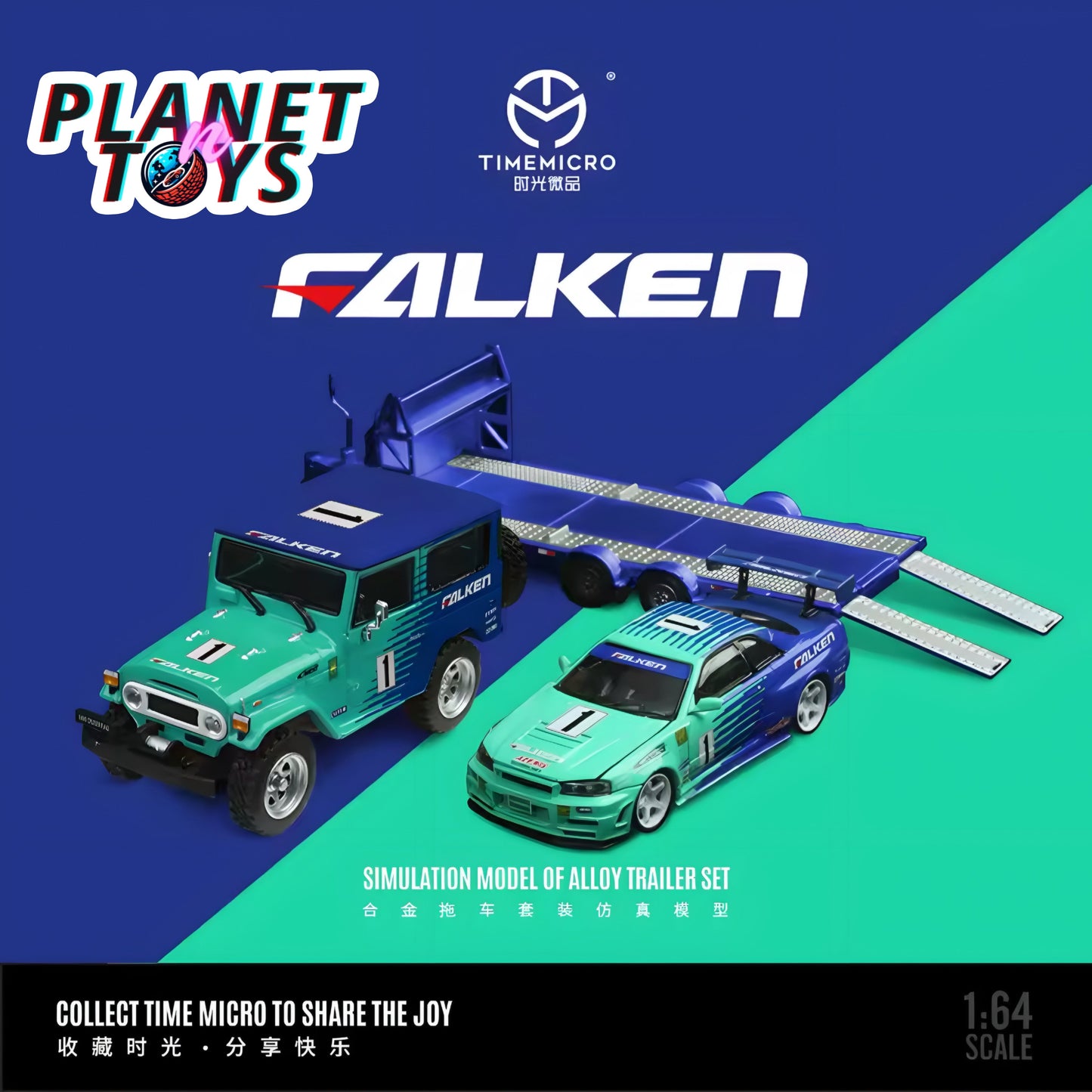Time Micro 1:64 Diecast Trailer Set Featuring Falken Cars