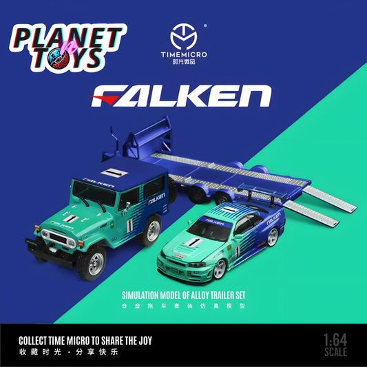 Time Micro 1:64 Diecast Trailer Set Featuring Falken Cars