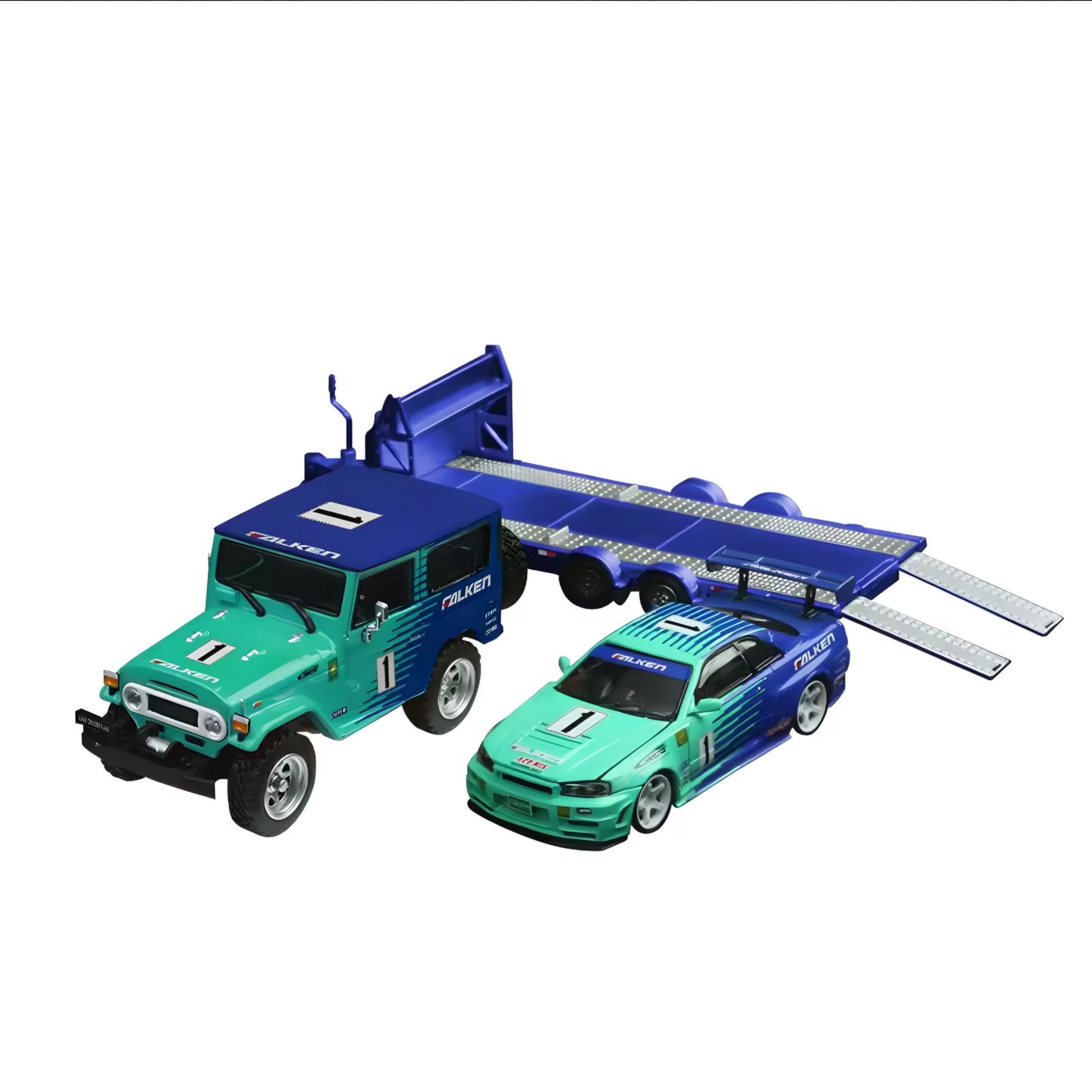Time Micro 1:64 Diecast Trailer Set Featuring Falken Cars
