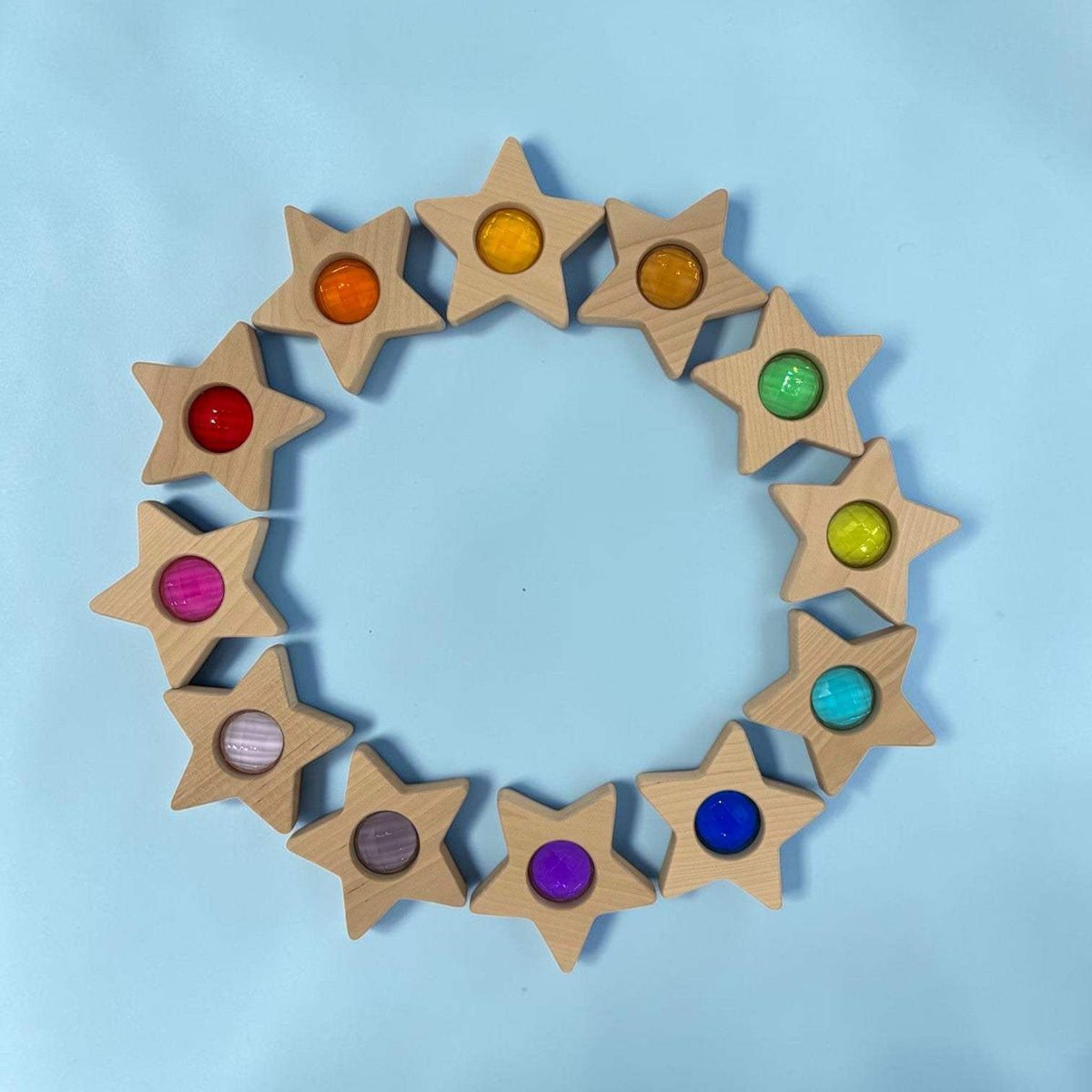 Wooden Star Blocks | 12 Piece Set | Faceted Gems | For Kids
