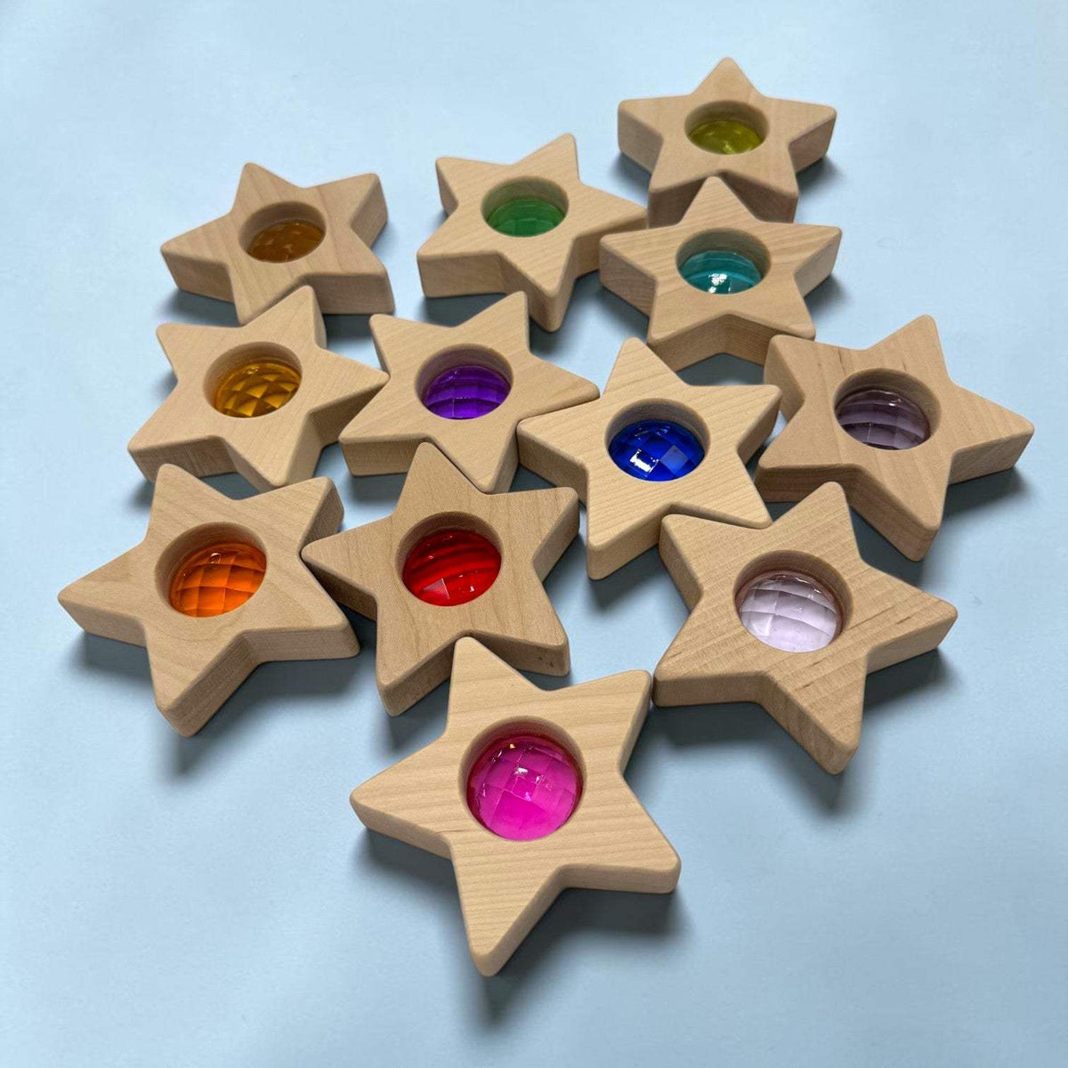 Wooden Star Blocks | 12 Piece Set | Faceted Gems | For Kids