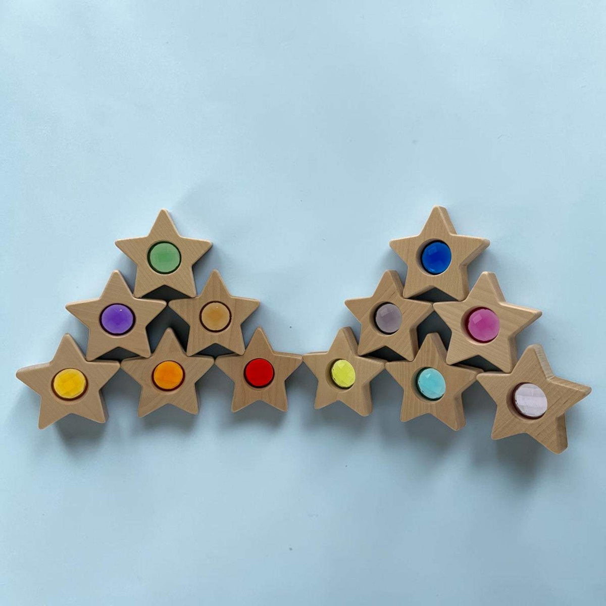 Wooden Star Blocks | 12 Piece Set | Faceted Gems | For Kids