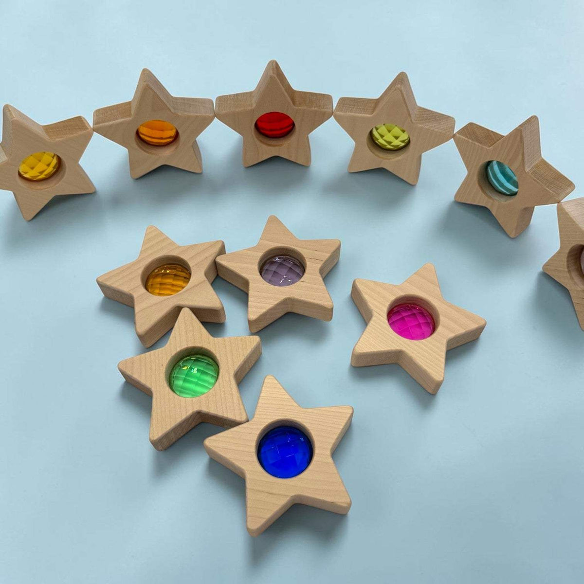 Wooden Star Blocks | 12 Piece Set | Faceted Gems | For Kids