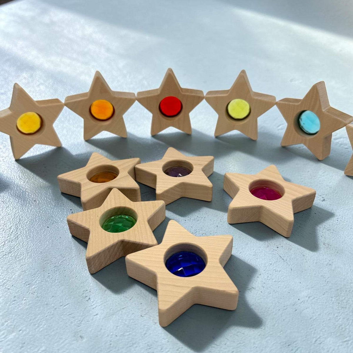 Wooden Star Blocks | 12 Piece Set | Faceted Gems | For Kids