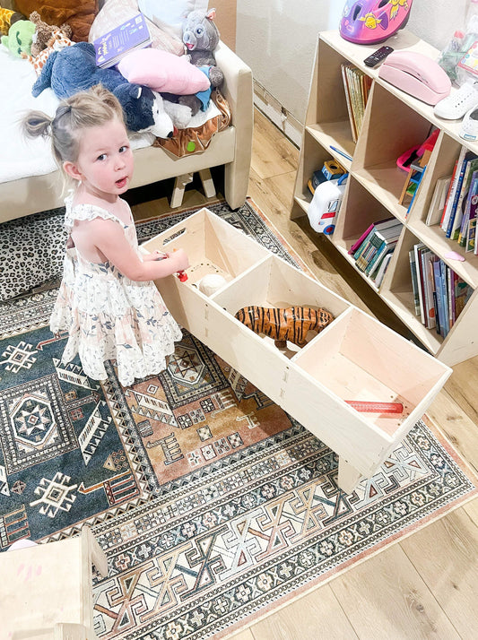 Book Bin | 3 Cubby Storage | Pre Sanded Birch | Medium Nursery Size