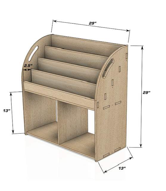 Montessori Bookshelf | 4 Shelf Storage | Baltic Birch Plywood | Kids