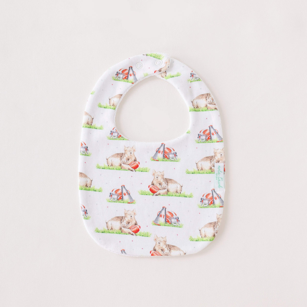 Baby Bib | Organic Cotton | Absorbent Terrycloth Back | Boar Print