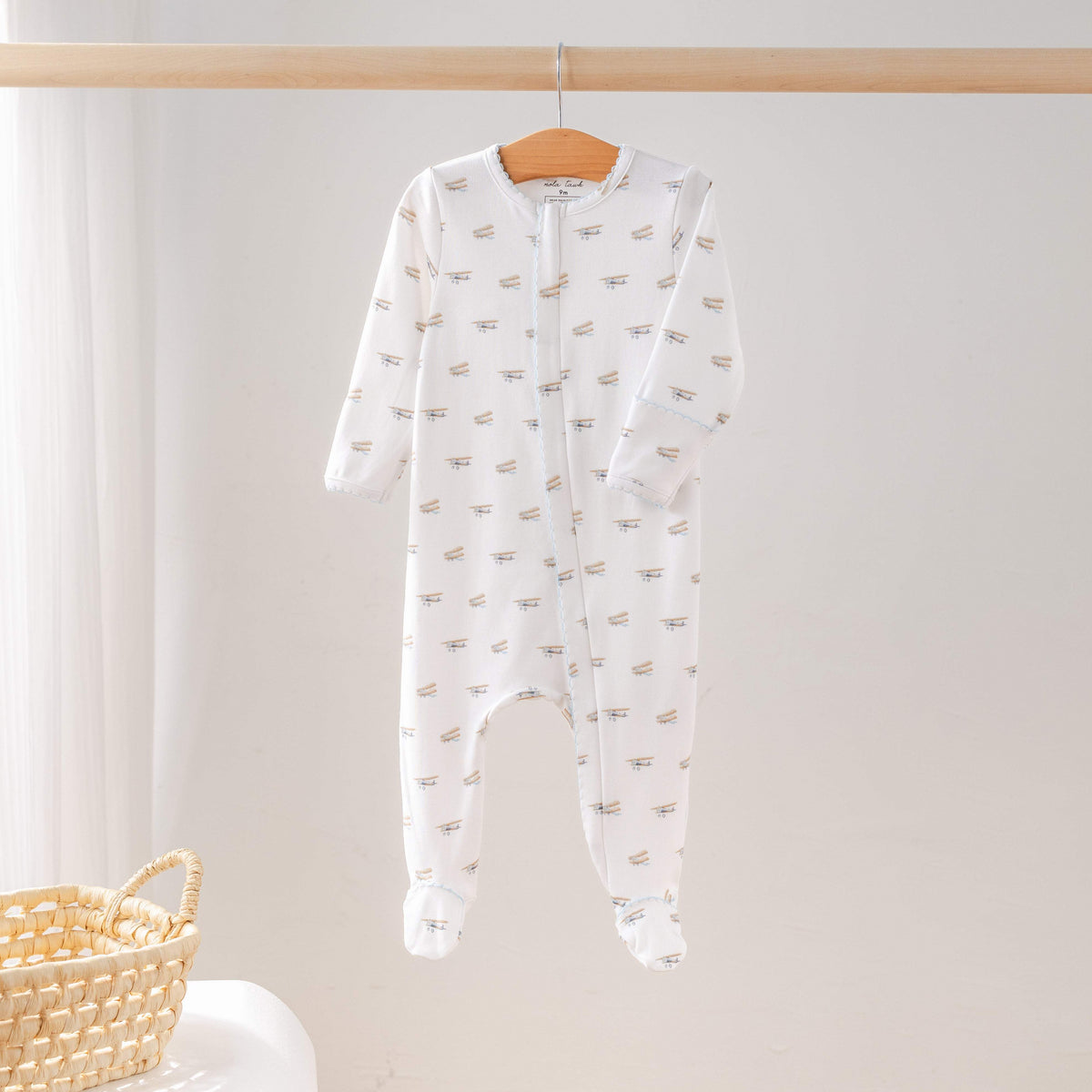 Baby Organic Cotton Pajamas | Soft Knit Fit | Airplane Print | Infant Size