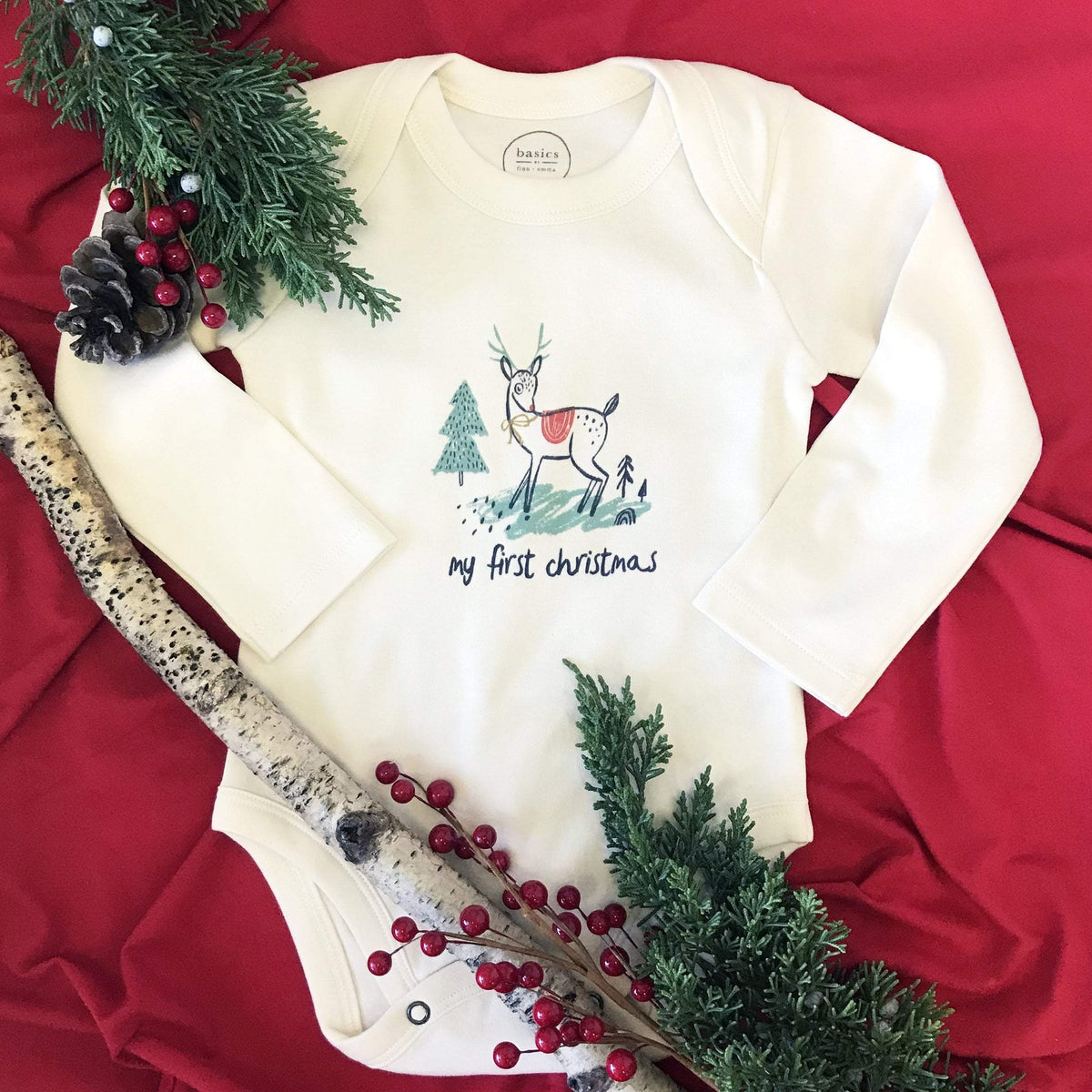 Christmas Deer Graphic Bodysuit | Long Sleeve