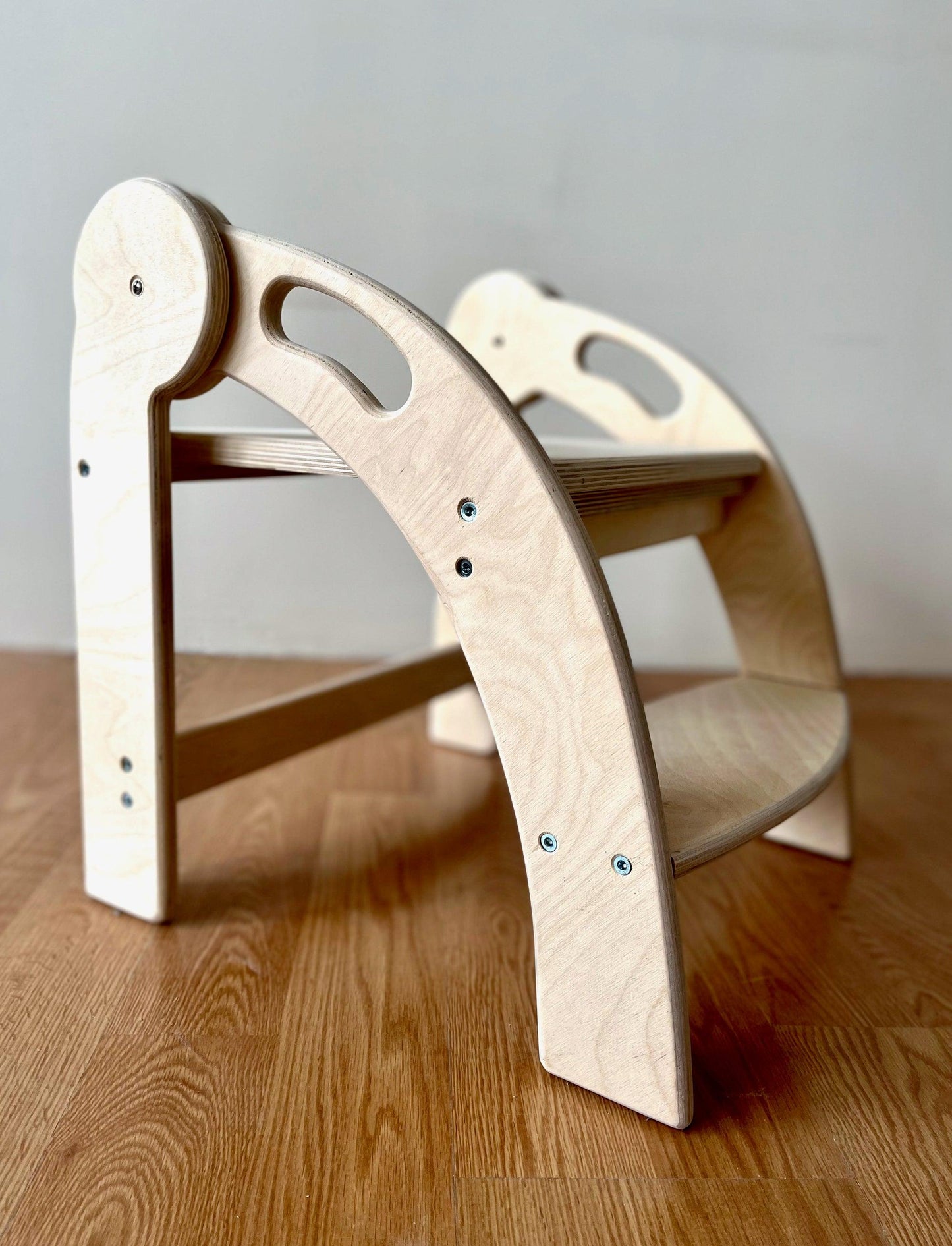 Foldable Montessori Two-Step Wooden Kitchen Helper Stool
