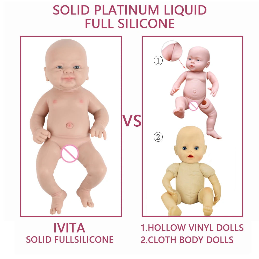 IVITA 14" 1.5kg Realistic Full Body Silicone Reborn Doll "Coco" - Lifelike Baby Girl Toy for Kids and Collectors - ToylandEU