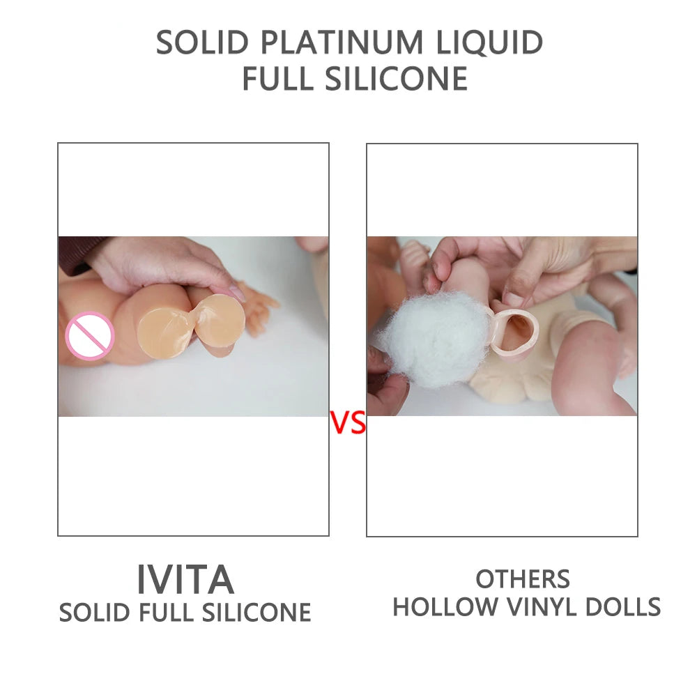 IVITA 14" 1.5kg Realistic Full Body Silicone Reborn Doll "Coco" - Lifelike Baby Girl Toy for Kids and Collectors - ToylandEU