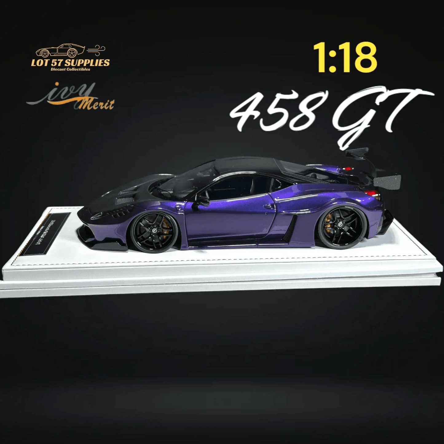 IVY MERIT 458 GT Purple LBWK LB Silhouette Resin 1:18 Scale - ToylandEU
