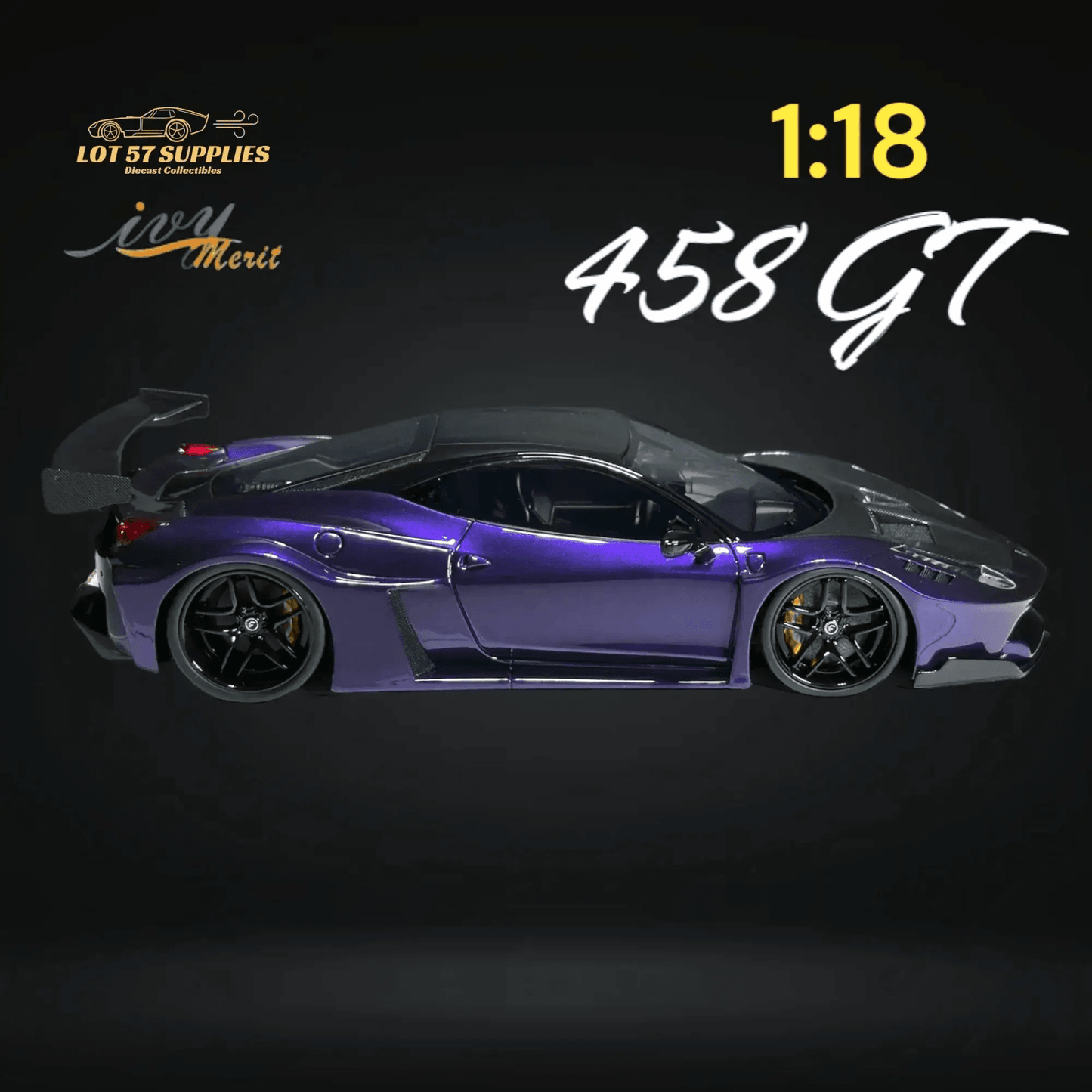 IVY MERIT 458 GT Purple LBWK LB Silhouette Resin 1:18 Scale - ToylandEU