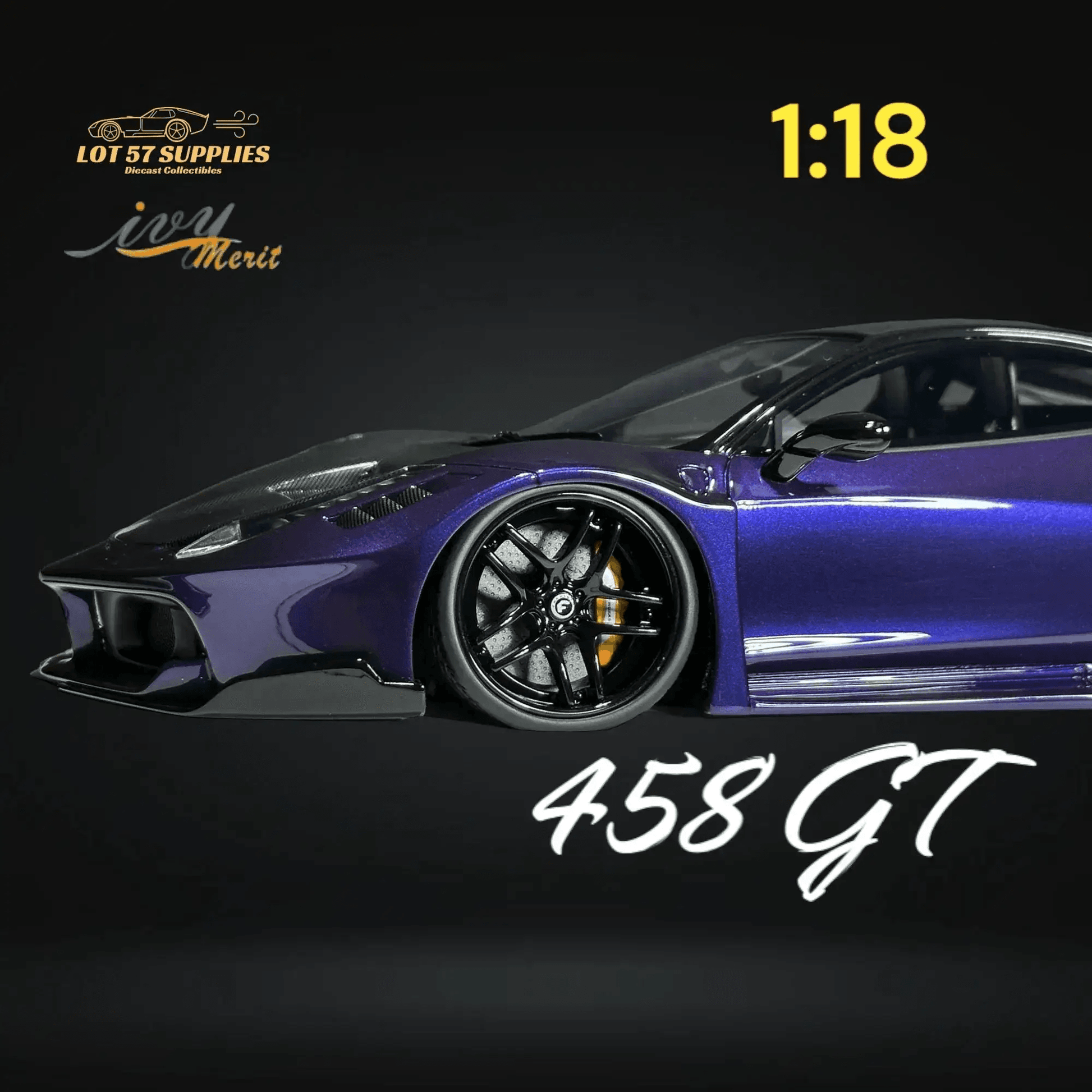 IVY MERIT 458 GT Purple LBWK LB Silhouette Resin 1:18 Scale - ToylandEU
