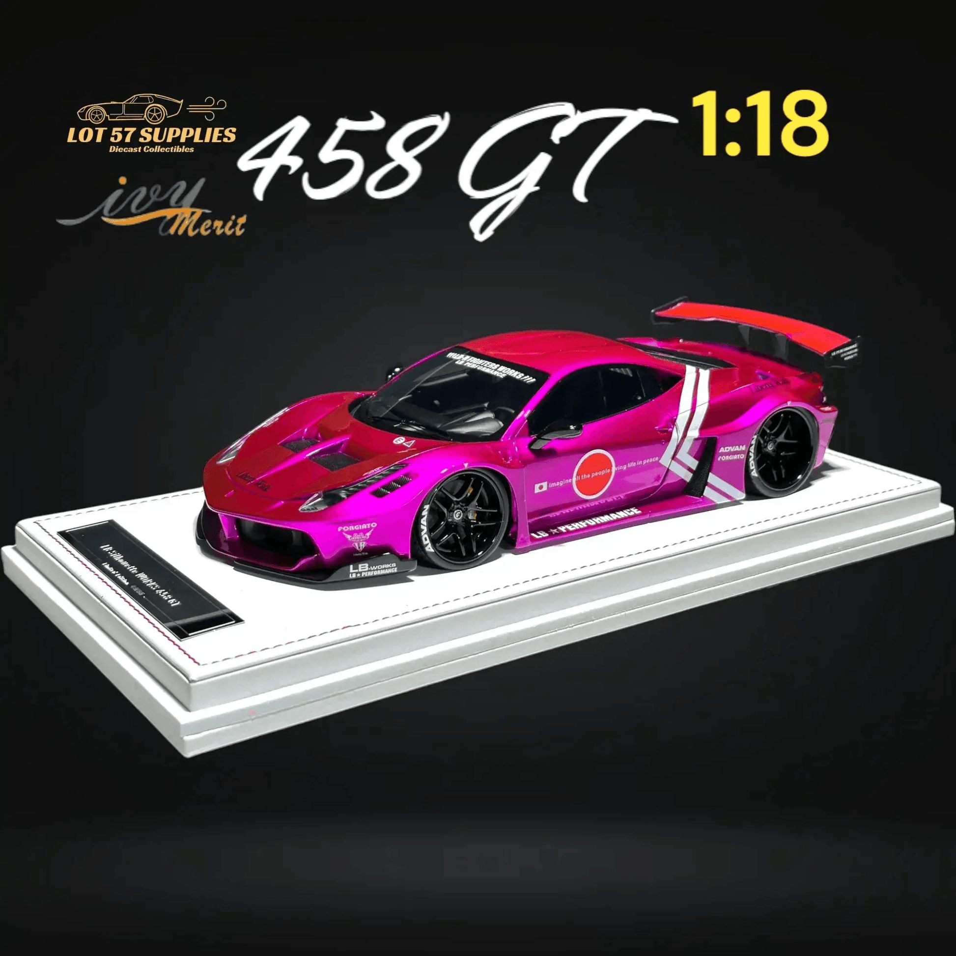 IVY MERIT 458 GT Fighter Purple LBWK LB Silhouette Resin 1:18 Scale - ToylandEU