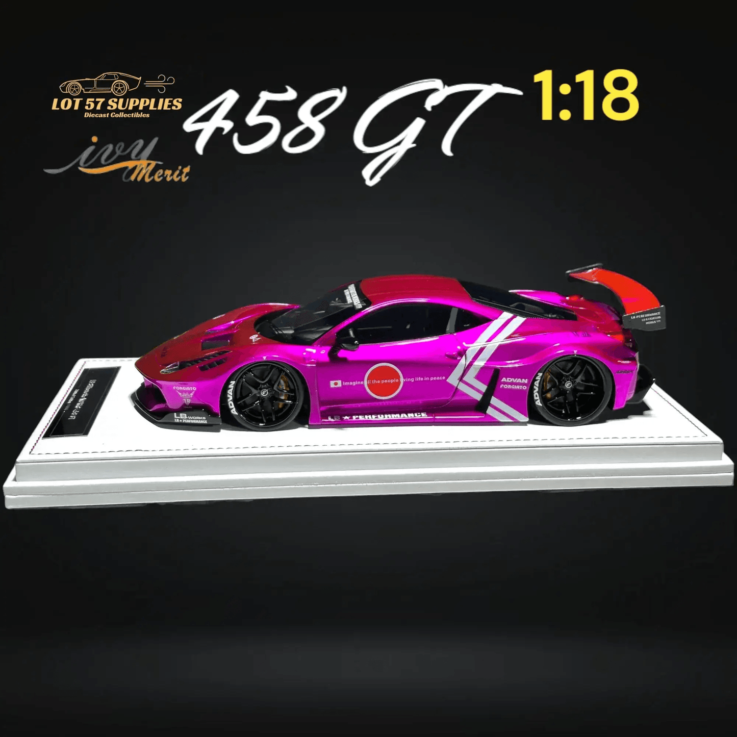 IVY MERIT 458 GT Fighter Purple LBWK LB Silhouette Resin 1:18 Scale - ToylandEU