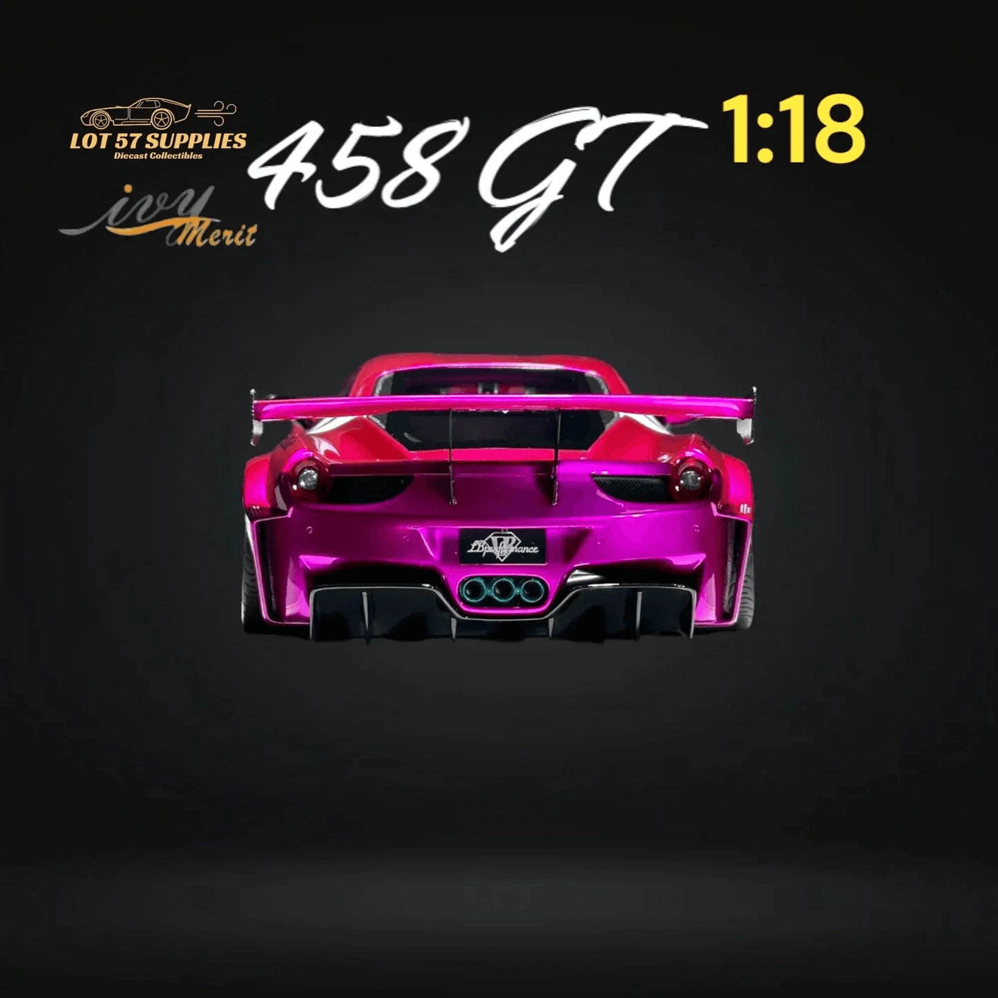 IVY MERIT 458 GT Fighter Purple LBWK LB Silhouette Resin 1:18 Scale - ToylandEU