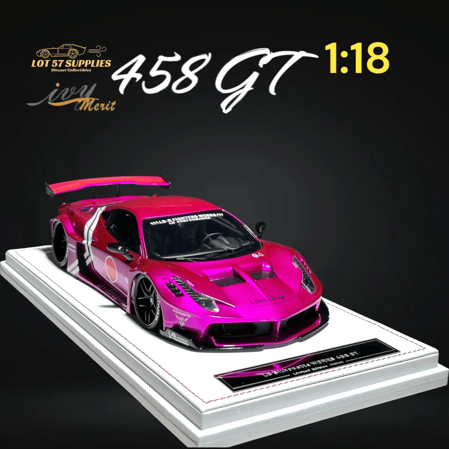 IVY MERIT 458 GT Fighter Purple LBWK LB Silhouette Resin 1:18 Scale - ToylandEU