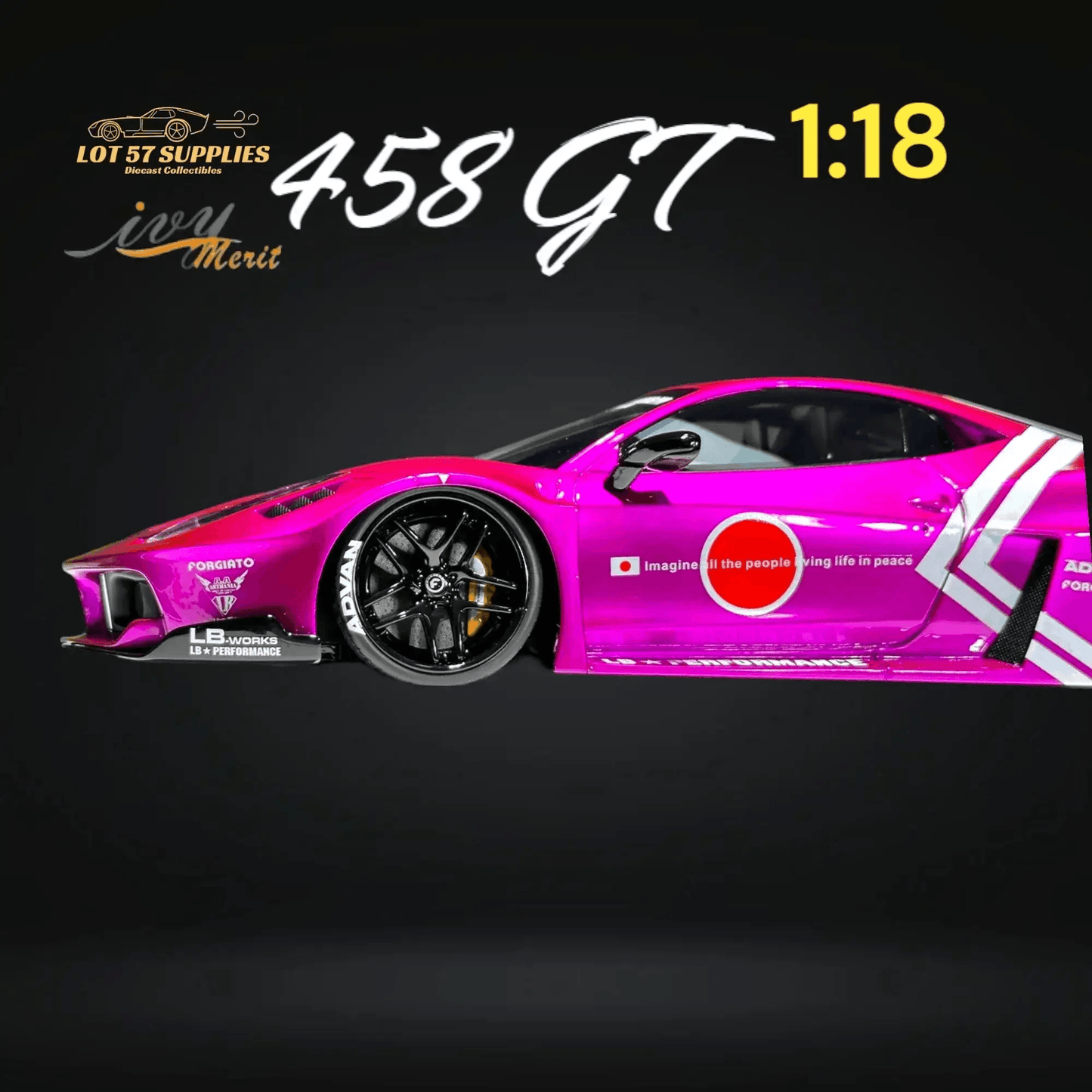 IVY MERIT 458 GT Fighter Purple LBWK LB Silhouette Resin 1:18 Scale - ToylandEU