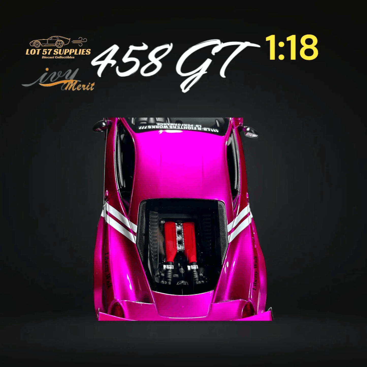 IVY MERIT 458 GT Fighter Purple LBWK LB Silhouette Resin 1:18 Scale - ToylandEU