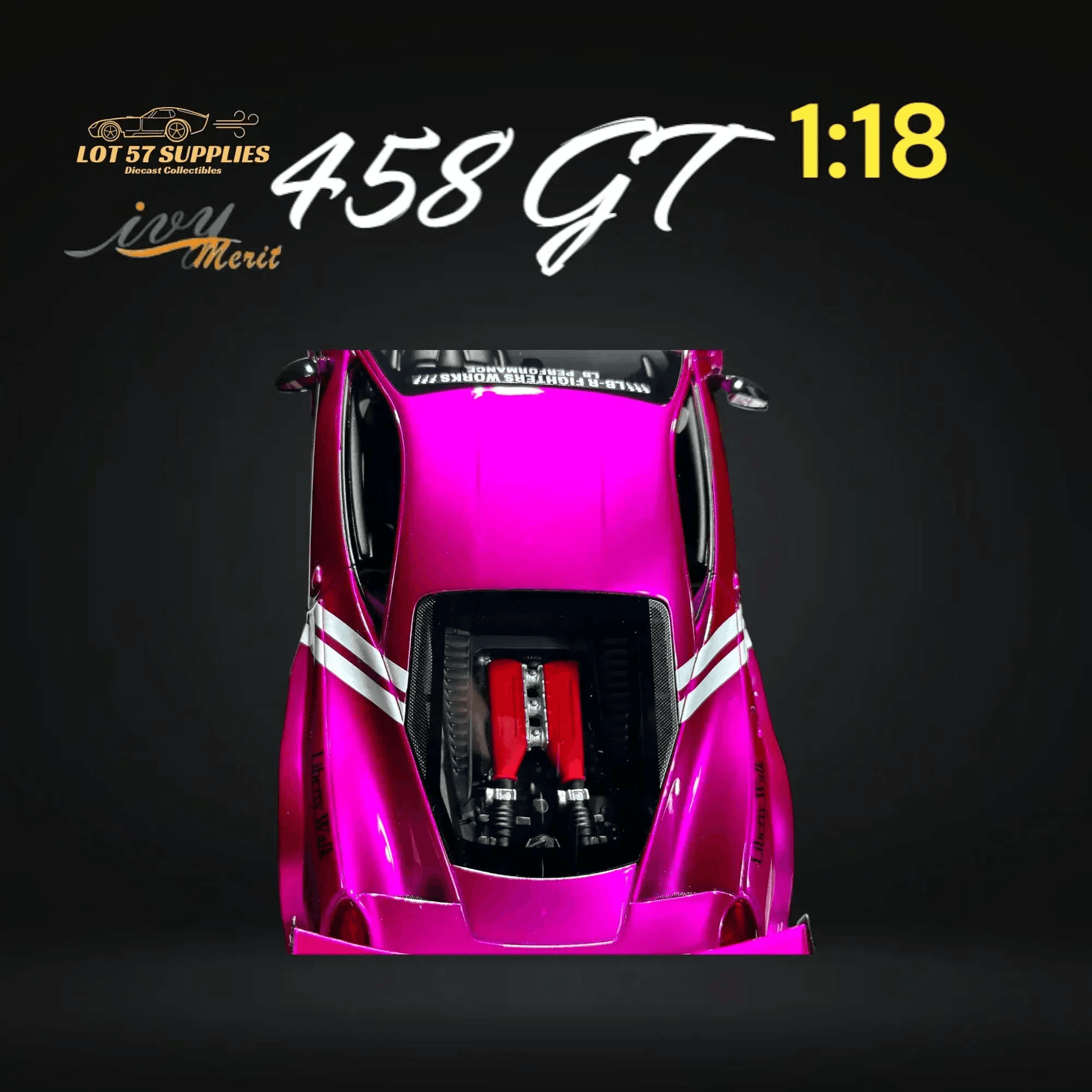 IVY MERIT 458 GT Fighter Purple LBWK LB Silhouette Resin 1:18 Scale - ToylandEU