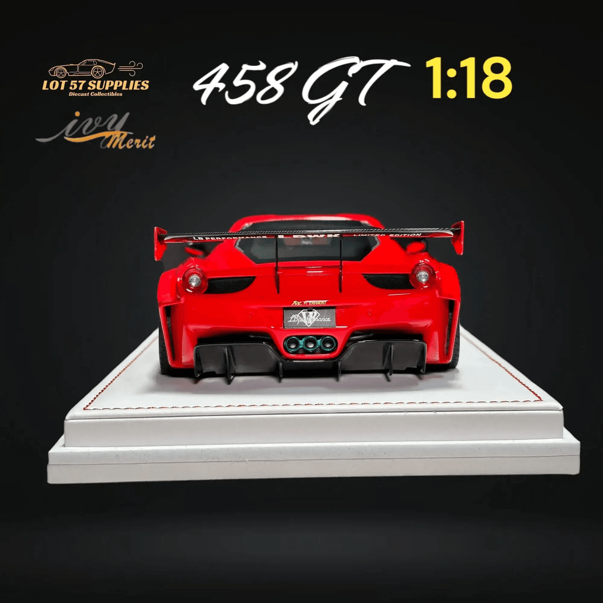 IVY MERIT 458 GT Rosso Red LBWK LB Silhouette Resin 1:18 Scale - ToylandEU