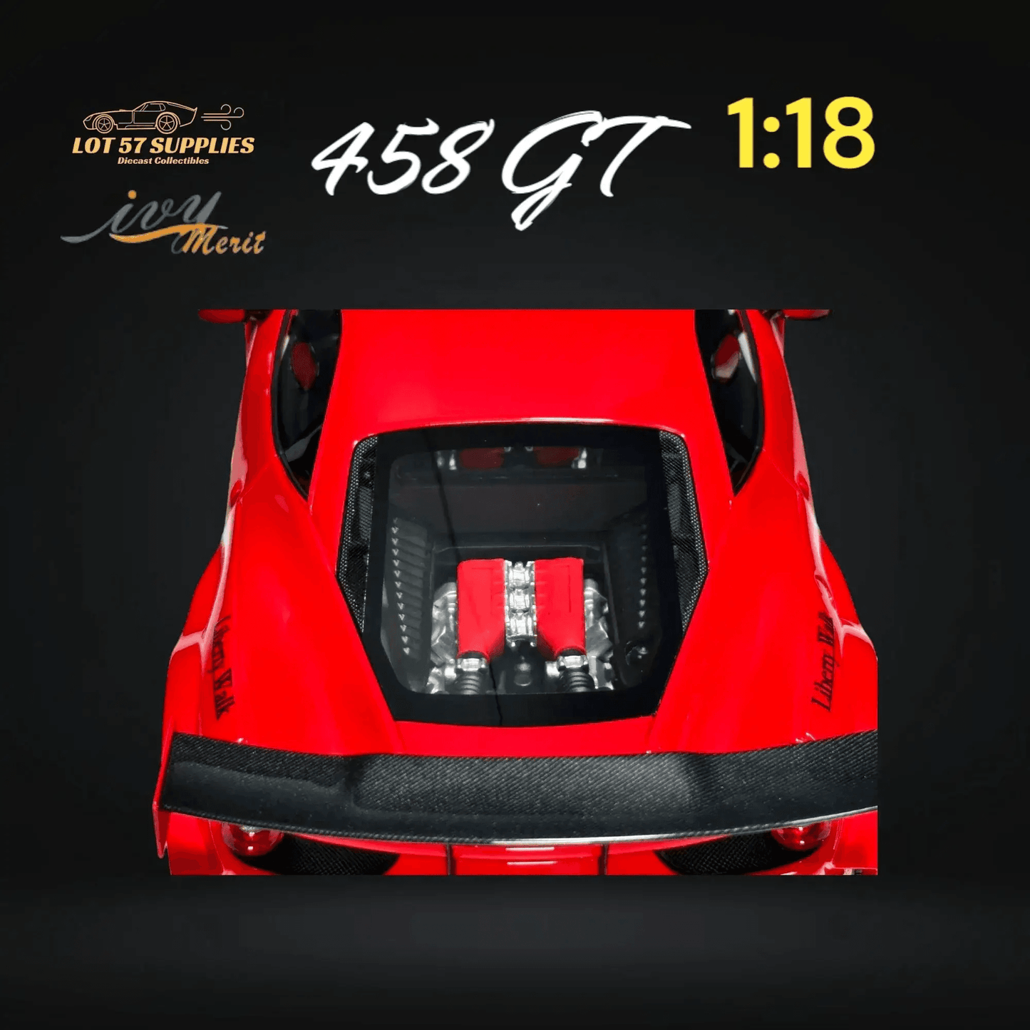 IVY MERIT 458 GT Rosso Red LBWK LB Silhouette Resin 1:18 Scale - ToylandEU