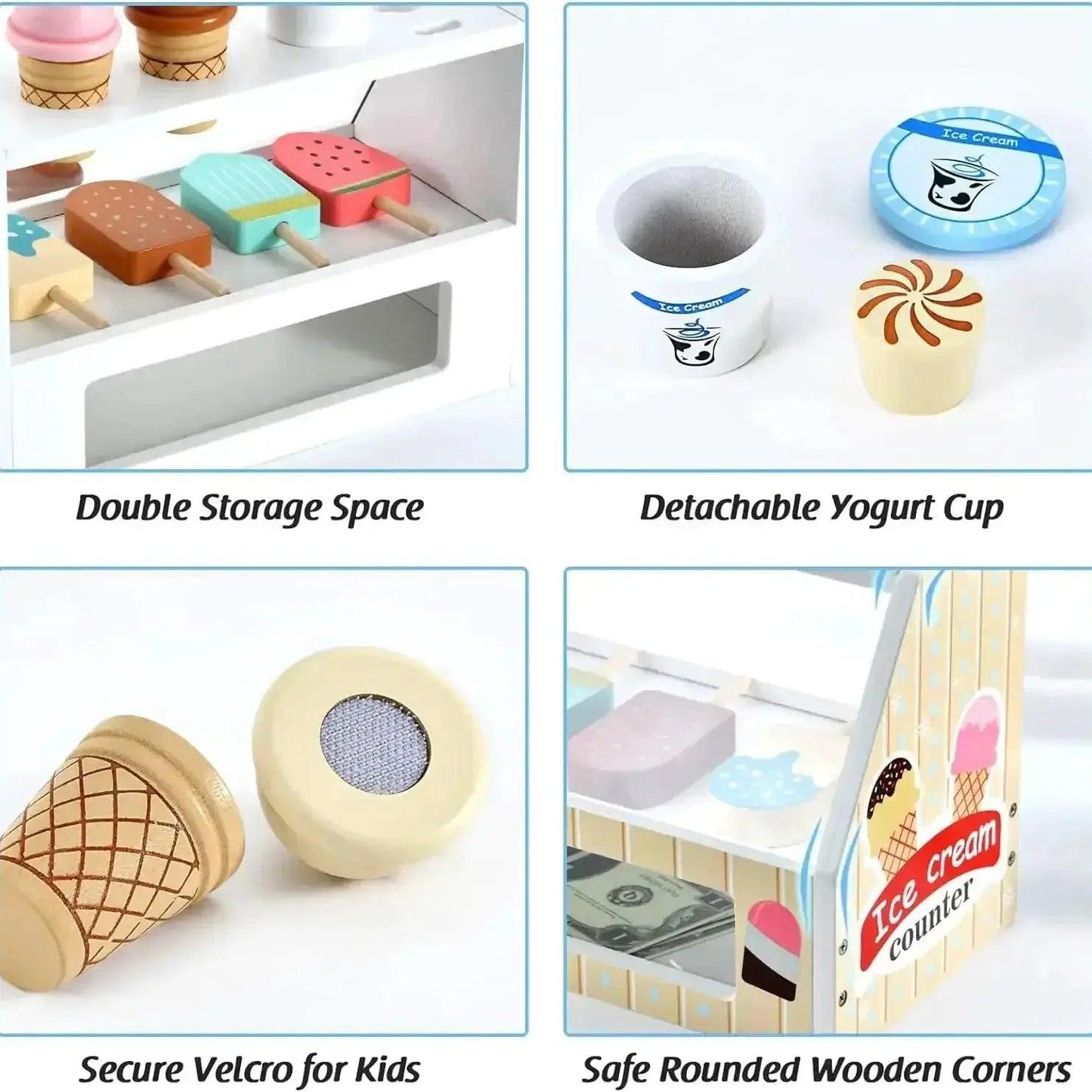  Ice Cream Counter Playset Wooden With Coin Role Play -  ToylandEU™