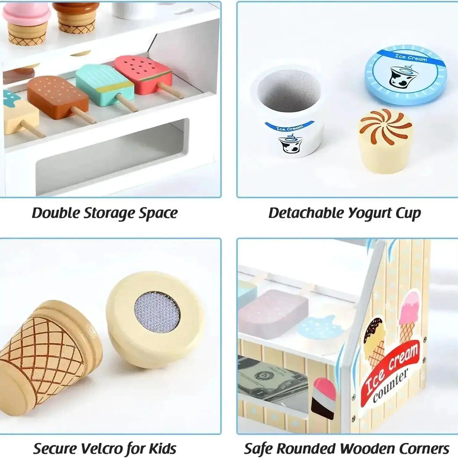  Ice Cream Counter Playset Wooden With Coin Role Play -  ToylandEU™