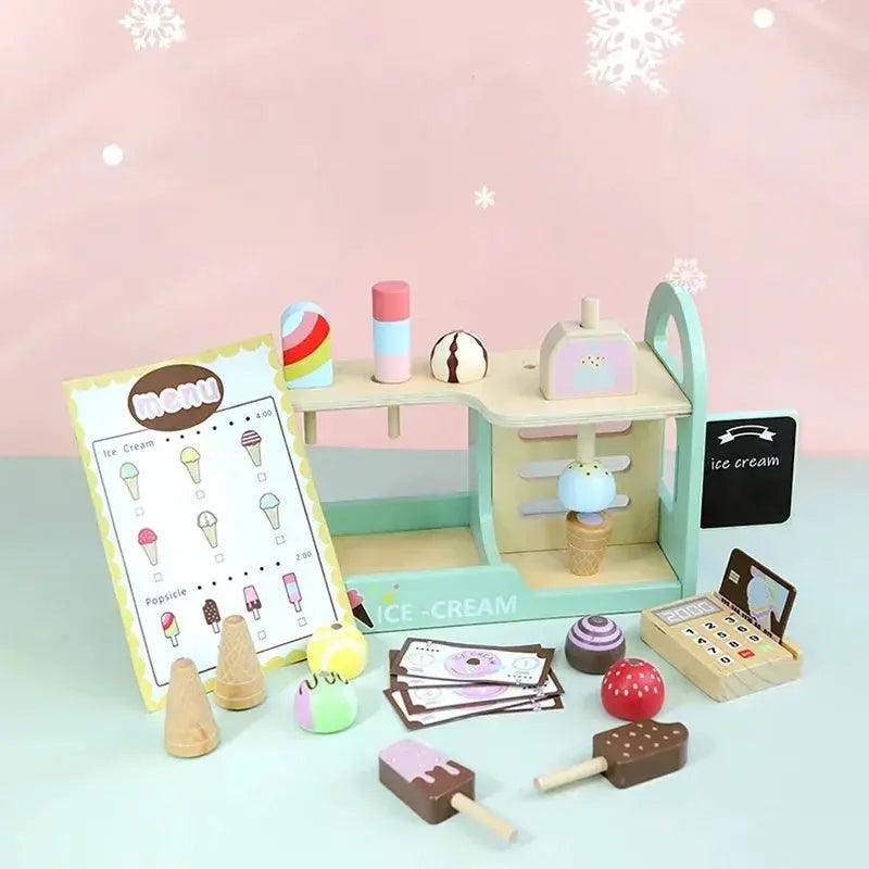  Ice Cream Counter Playset Wooden With Coin Role Play -  ToylandEU™