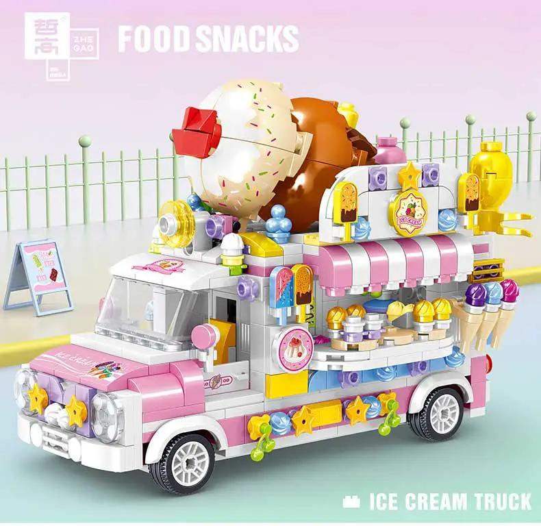 Ice Cream Truck Building Block toys Minifigures Food Trucks Fun for All over 500 Pieces - Minifigure Toys