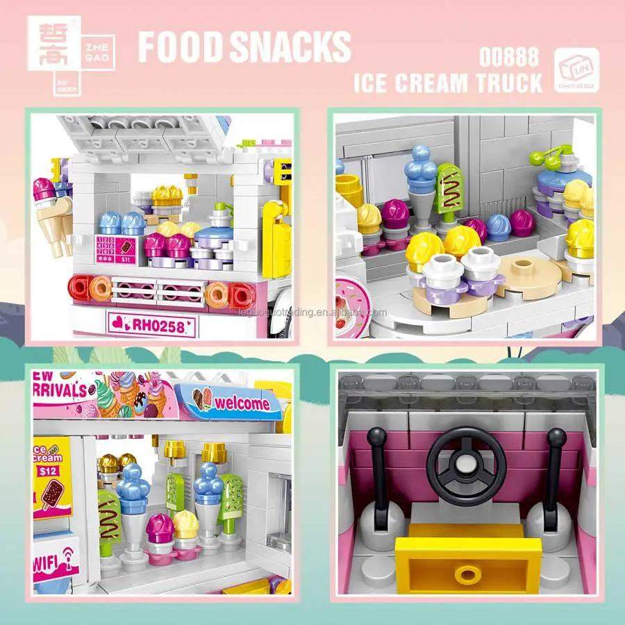 Ice Cream Truck Building Block toys Minifigures Food Trucks Fun for All over 500 Pieces - Minifigure Toys
