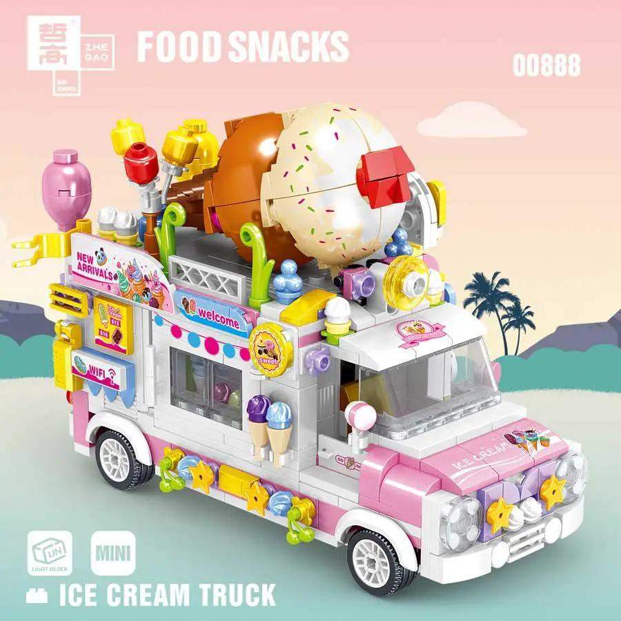 Ice Cream Truck Building Block toys Minifigures Food Trucks Fun for All over 500 Pieces - Minifigure Toys