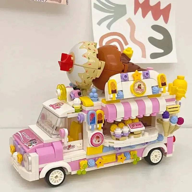 Ice Cream Truck Building Block toys Minifigures Food Trucks Fun for All over 500 Pieces - Minifigure Toys