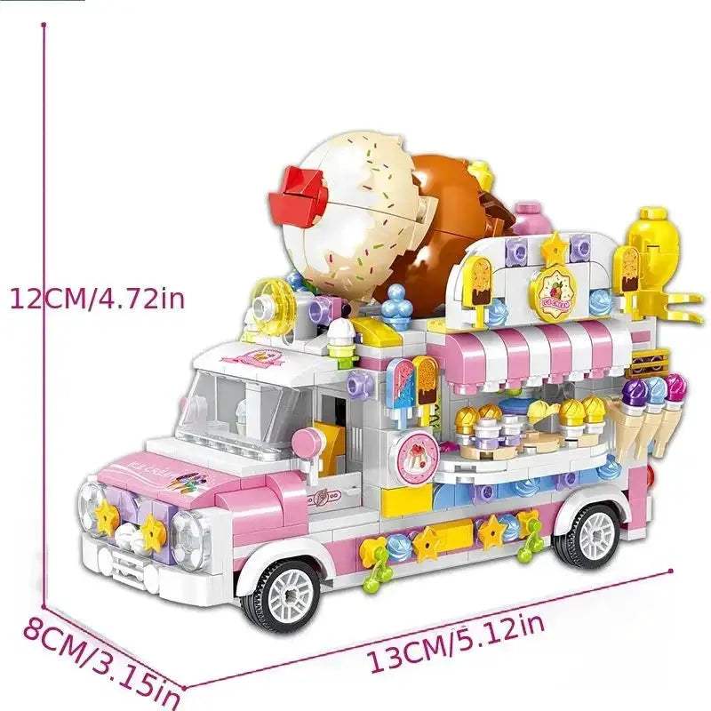 Ice Cream Truck Building Block toys Minifigures Food Trucks Fun for All over 500 Pieces - Minifigure Toys