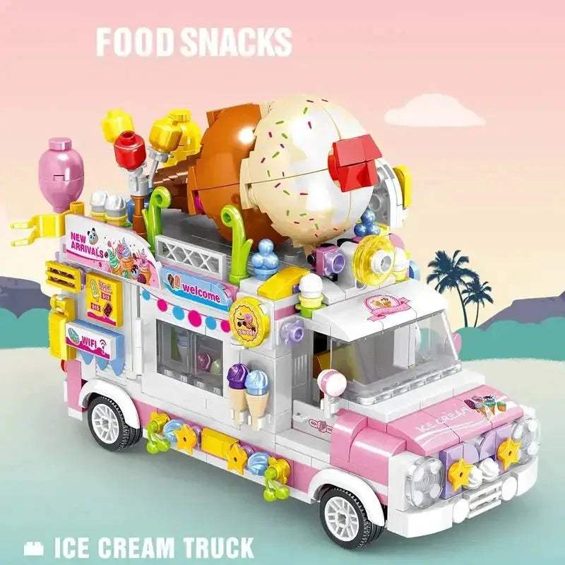 Ice Cream Truck Building Block toys Minifigures Food Trucks Fun for All over 500 Pieces - Minifigure Toys