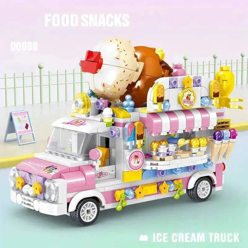 Ice Cream Truck Building Block toys Minifigures Food Trucks Fun for All over 500 Pieces - Minifigure Toys