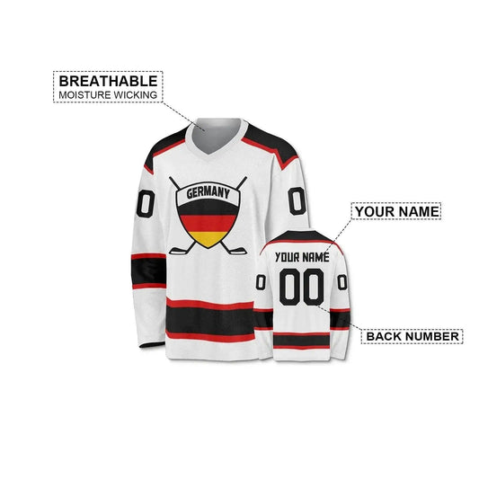  Personalized Germany Hockey Jersey for Men, Women, Youth & Kids - Custom Name & Number V-Neck Sports Uniform Gift for Fans -  ToylandEU™