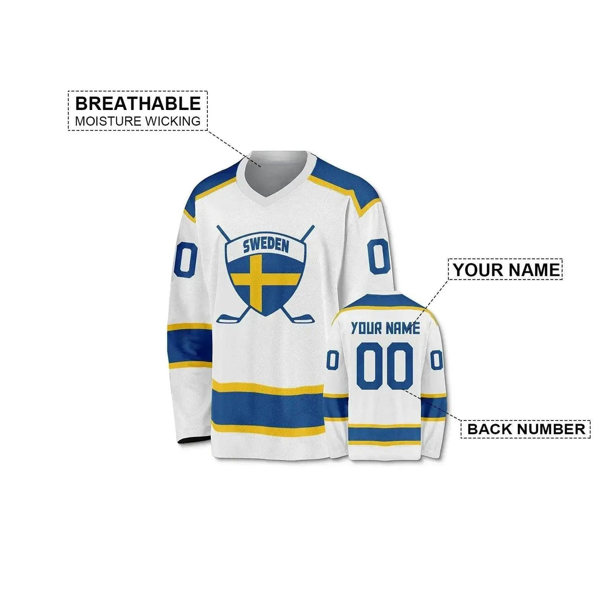  Personalized Sweden Ice Hockey Jersey - Customizable Sports Gift for Men, Women, Youth & Kids -  ToylandEU™