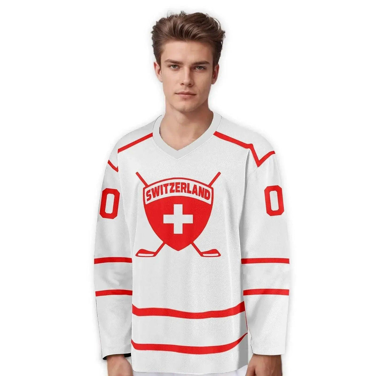  Personalized Swiss Hockey Jersey for Fans - Custom Name & Number Ice Hockey Uniform for Men, Women, and Youth -  ToylandEU™