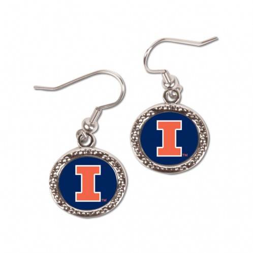Illinois Fighting Illini Earrings Round Style Special Order - ToylandEU