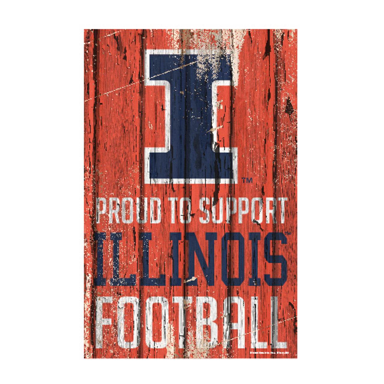 Illinois Fighting Illini Sign 11x17 Wood Proud To Support - ToylandEU