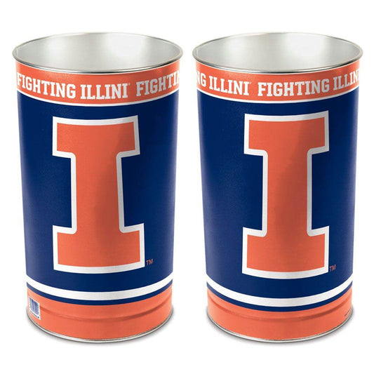 Illinois Fighting Illini Wastebasket 15 Inch Metal Office - ToylandEU